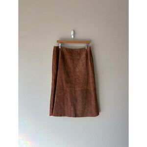 vintage john paul brown suede leather midi skirt